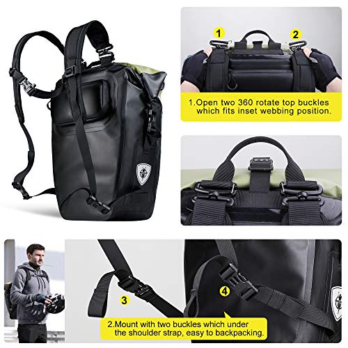 BAIGIO Waterproof Bicycle Rolltop Backpack Panniers 27-30L Bike Front Rack Bag Rear Carrier Rucksack Cycling Back Seat Bag with Detachable 17 inch