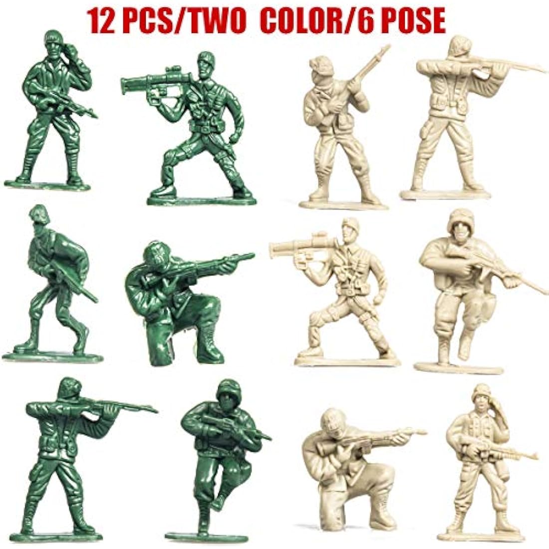 18 Pack Die-cast Military Vehicles Sets - 6 Pack Assorted Alloy Metal Models - 12 Pack Soldier Army Men, Mini Army Toy Tank, Panzer, Anti-Air Vehicle, Helicopter Playset for Boys