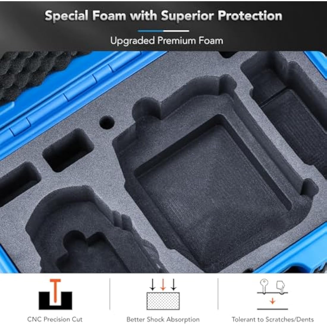 Lykus Titan MM410 Waterproof Hard Case for DJI Mini 4 Pro/Mini 3/Pro and RC2/RC/RC-N2/N1, Blue with Shoulder Strap, Support 7 Batteries and RC Lanyard [CASE ONLY]