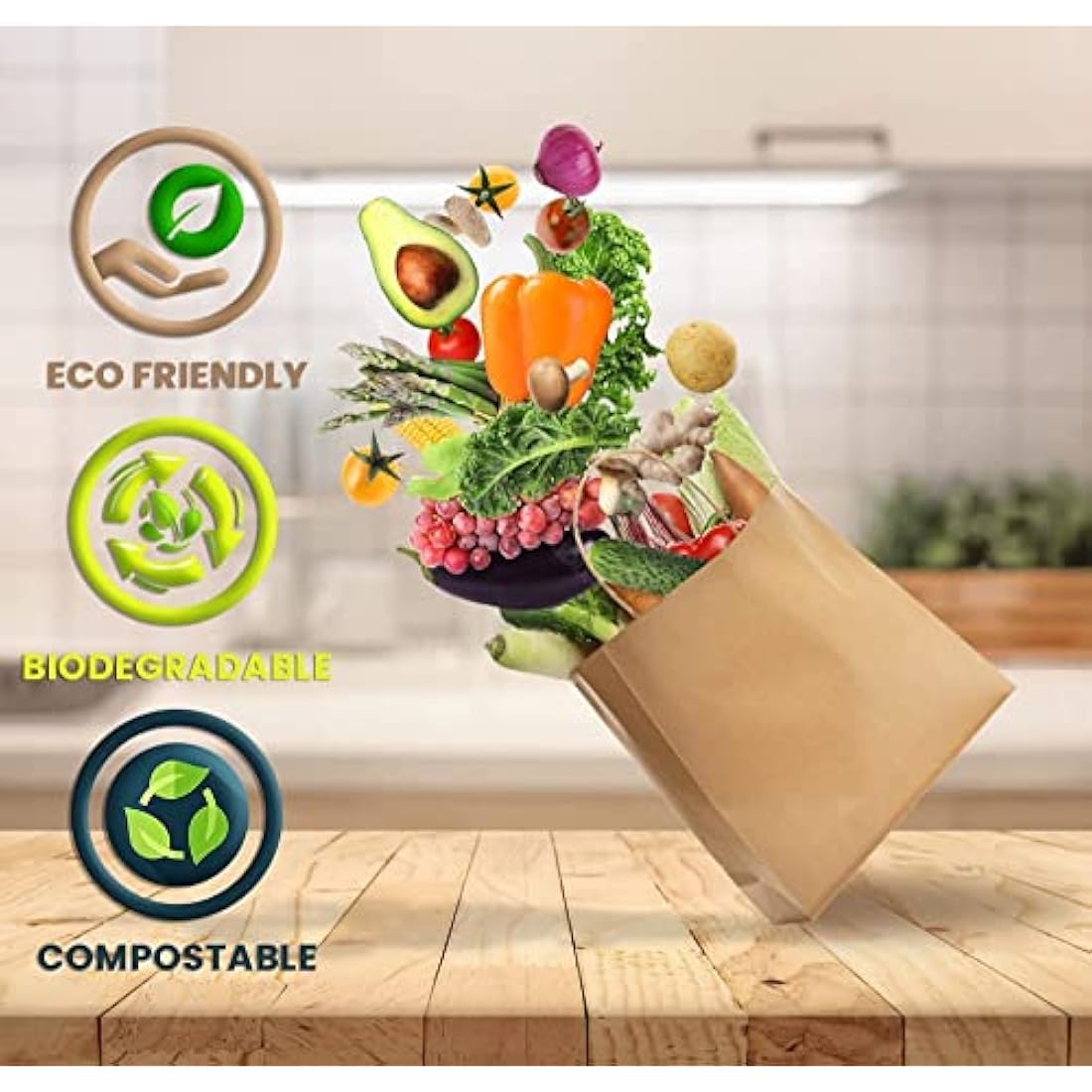 HURUC 30 Pcs Brown Paper Bags With Handles,130GSM, Small Paper Gift Bags, Eco-Friendly Kraft Shopping Carrier, Christmas, Easter, Birthday Parties & Merchandise Retail 18x24x8cm