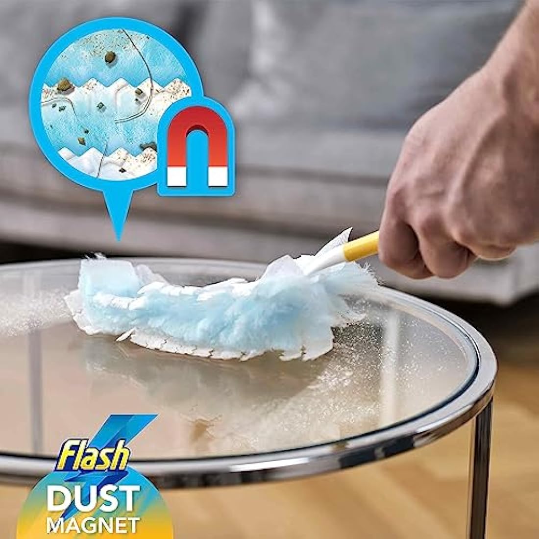 Flash Duster Dust Magnet Starter Kit, Dusters, 1 Handle + 14 Refills, Effective on 100% of Dust, Dust Magnet Refill