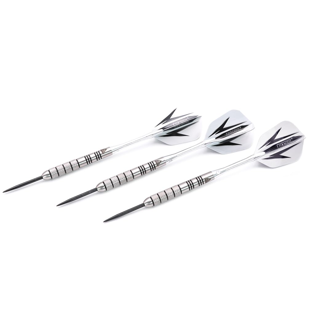 CUESOUL 90% Tungsten Steel Dart 22/24/26/28/30 Grams Darts Set Center Weighted Enhanced Control, Knurled Surface Supergrip, Aluminum Shafts Case