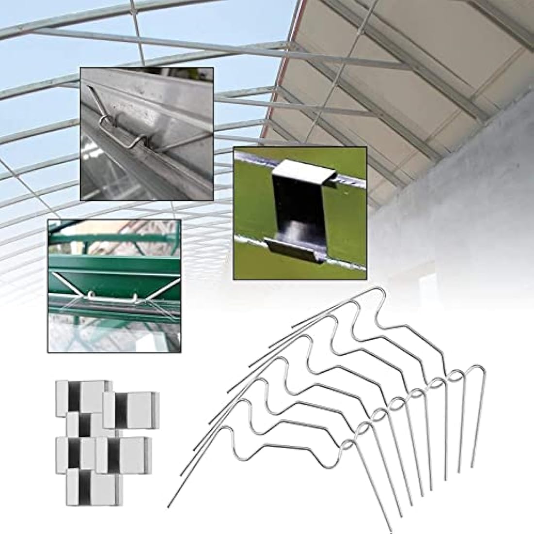200pcs Greenhouse Glass Clips Stainless Steel Greenhouse Window Clips Glass Pane Fixings Clips,100x Greenhouse Glazing W Wire Clips and 100x Z Overlap Clips for Greenhouse Glass Replacement Accessorie