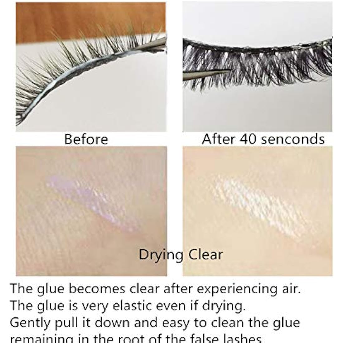 JIMIRE Eyelash Glue Clear | Secure Hold for False Eyelashes | Latex-Free Eyelash Adhesive with Chamomile Suitable for Sensitive Eyes