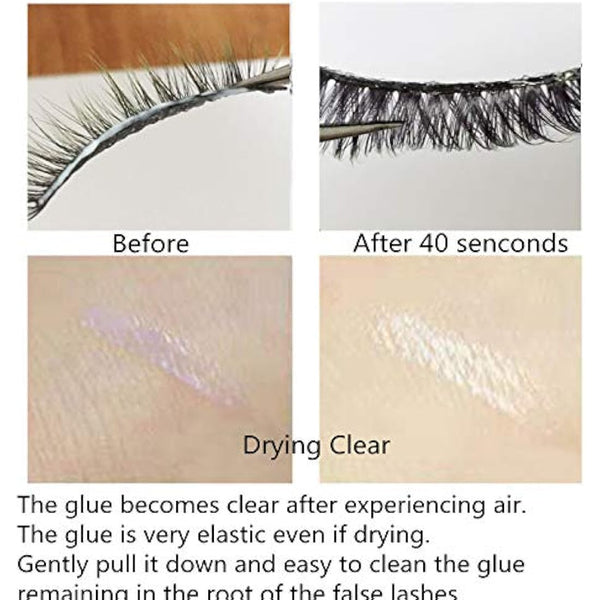 JIMIRE Eyelash Glue Clear | Secure Hold for False Eyelashes | Latex-Free Eyelash Adhesive with Chamomile Suitable for Sensitive Eyes