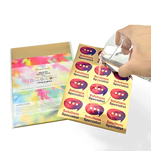 Evergreen Goods™ 50 Sheets A4 Self Adhesive Brushed Gold Sticker Vinyl, Inkjet & Laser Printable | Waterproof & Sticky Back | Suitable for Cricut, Silhouette & Other Cutters | Sticker Label Making