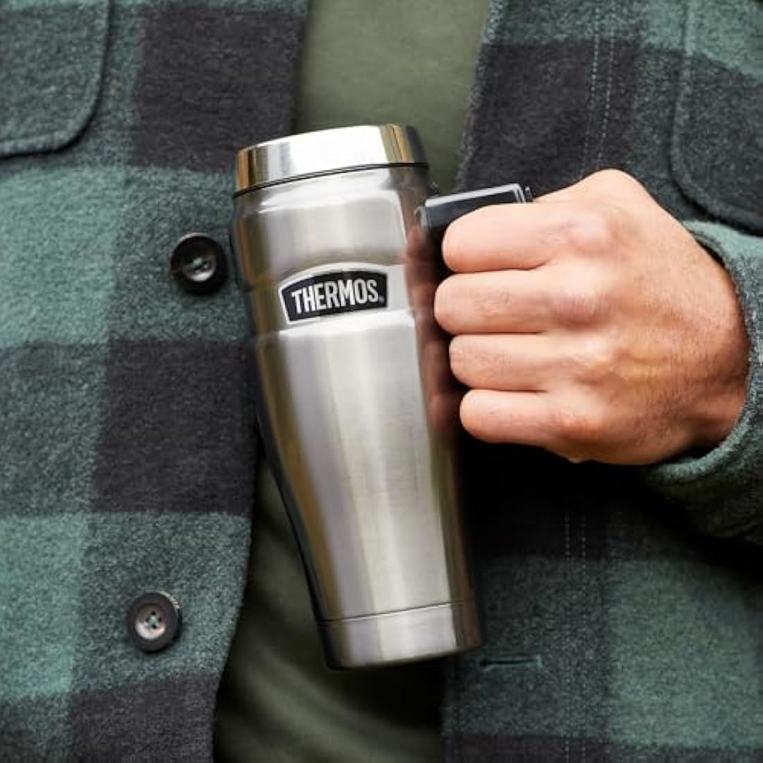 Thermos Stainless King Midnight Blue Travel Mug (470ml), Reusable Insulated Stainless Steel Coffee Cup for Hot or Cold Drinks, Vacuum Sealed Water Flask with a Leak-Proof Lid, 7hr Hot/18hr