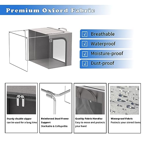 FUSACONY Clothes Storage Boxes, 2 Pcs Closet Organizers and Storage, Foldable Clothes Storage Box with Double Opening Zips and Three Clear Windows for