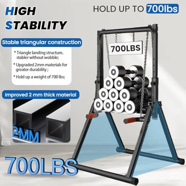 DOBESTS Foldable Power Tower Dip Station Pull Up Bar Free Stand Fitness Equipment for Home Gym Strength Training 700 LBS,Height Adjustable Multifunctional Triangular Legs