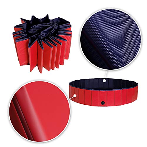 lionto Foldable dog pool made of scratch-resistant PVC material, ? 160 cm, height 30 cm, anti-slip coating & drain plug for quick emptying, no pump
