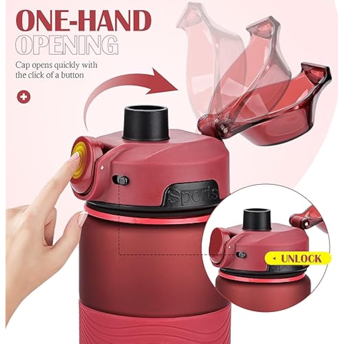 CodiCile Water Bottle, BPA Free 1l Water Bottle Leak Proof Drinks Bottle, Large Sports Bottle Great for Gym, School, Office and Travel (Red)