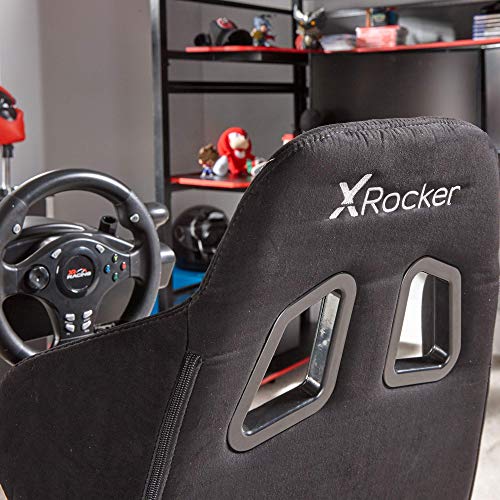 X-Rocker CHICANE Racing Sim Cockpit Racing Chair, Racing Rear Seat Frame for Steering Wheel Stands, Driving Simulation Chair with Adjustable Sliders and Adjustable Height for Racing Rig - BLACK