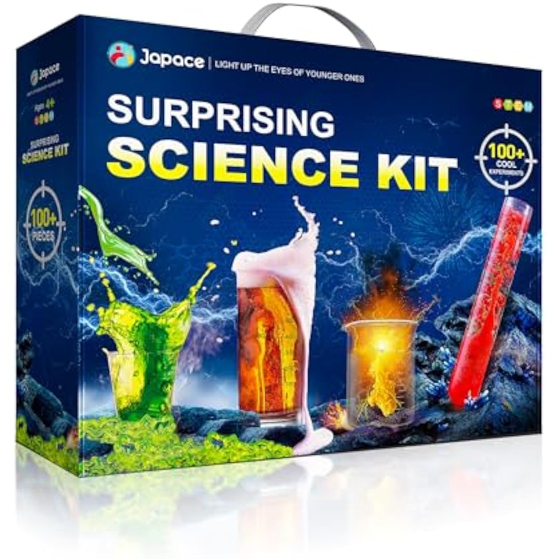 Japace 100+ Science Lab Experiments Kits for Kids, STEM Activities Educational Scientist Toys for Boys Girls Chemistry Set, Cool Christmas Birthday Gift Ideas Holiday Suprise