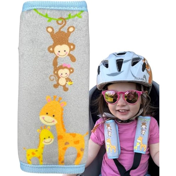 HECKBO 2X Baby Harness Pads Mom & Baby Animals – Soft Seatbelt Covers for Infant Car Seats & Carriers, Padded Strap Cushions for Boys & Girls, Baby Stroller Accessories