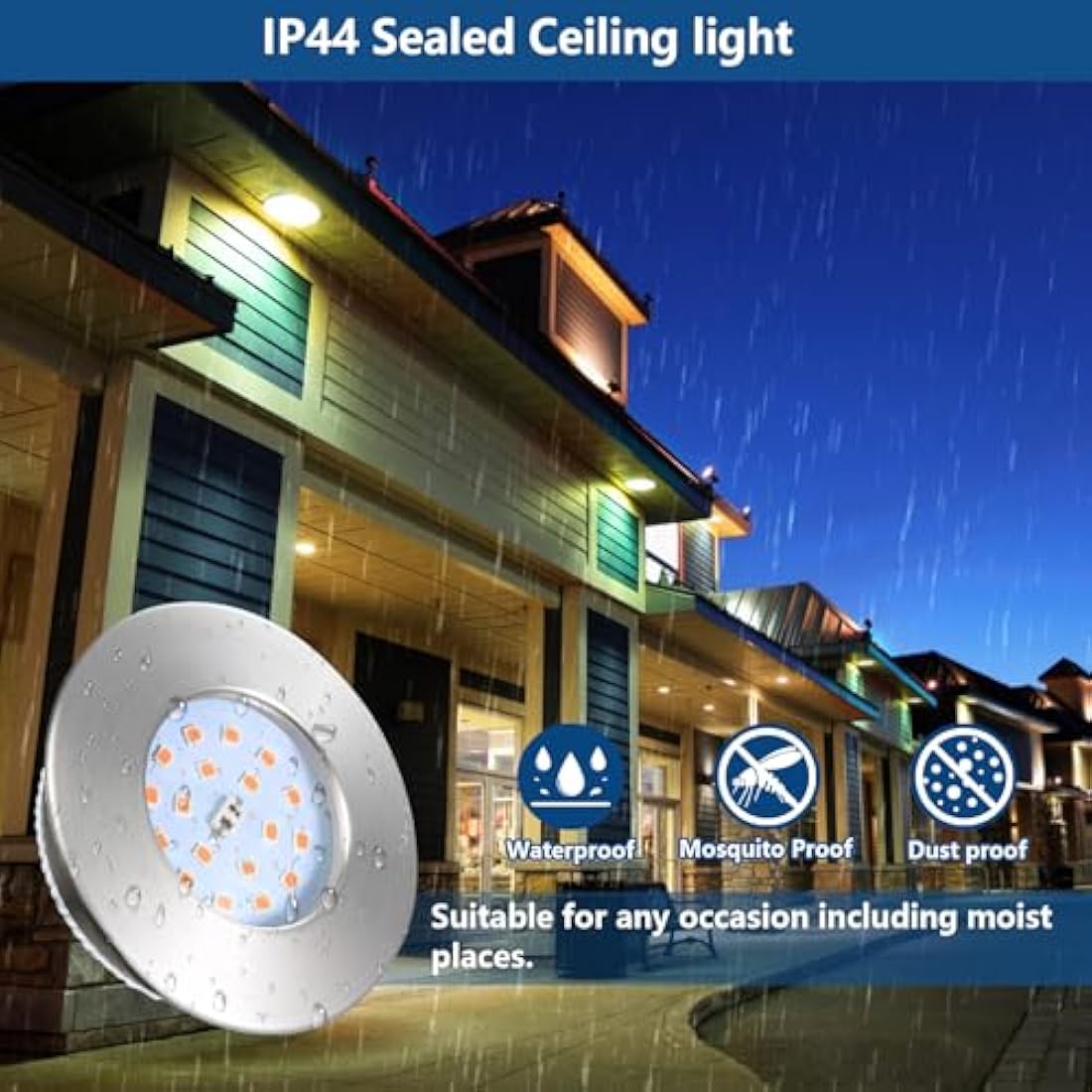 HiBay 10x 5W LED Downlights Recessed Spotlights Ceiling Lights Ultra Thin Downlights Chrome Warm White IP44 Ceiling Spot Light for Bathroom Kitchen, Fits 60-68mm Hole