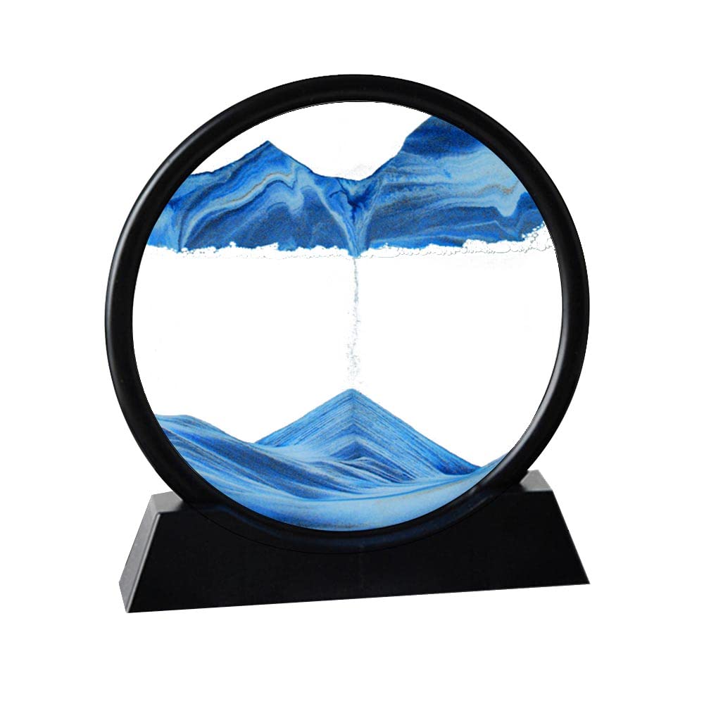 Arthink Moving Sand Art Picture,Liquid Motion 3D Sea Sandscape in Motion Display, Flowing Sand Frame Desktop Art Bookshelves Home Office Decoration(12 inch, Green)