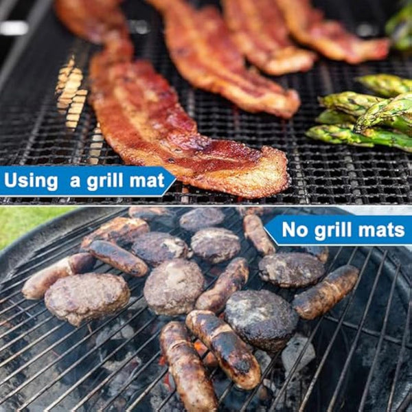 GWHOLE BBQ Grill Mat 4Pcs Non Stick Barbecue Sheets Reusable for Charcoal Gas Grill Meat Vegetable Cooking,40 * 30cm