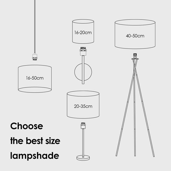 Home Sweet Home collection Modern Lampshade Canvas | Cylinder | 50/50/25cm | White | Fabric lampshade Made of Cotton | for E27 lamp Holder | RoHS