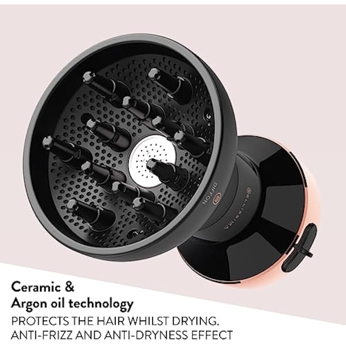 Bellissima Diffon - Diffuser Hairdryer for Curly Hair, Ceramic, Argon Oil Technology, No Accessories Needed, Gentle Heat Technology for Frizz-Free Curls, 700 Watts