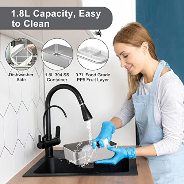 Herrfilk 100W Electric Lunch Box Adults, 1.8L Thermal Lunch Box with Compartments for Fruits, Heated Lunchbox with 230V Home/Office & 12V 24V Car/Truck Cables, Insulated Lunch Bag, Spoon and Fork