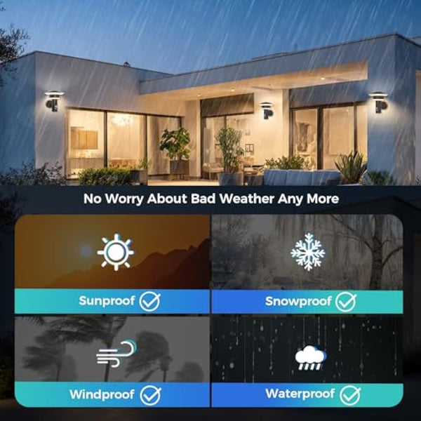 NBHANYUAN Lighting 4 Modes Outdoor LED Wall Light with Motion Sensor,SUS316 Stainless Steel Outside Lights Mains Powered PIR Weatherproof 3000K Warm White Light for Front Door,Porch IP44 1000LM