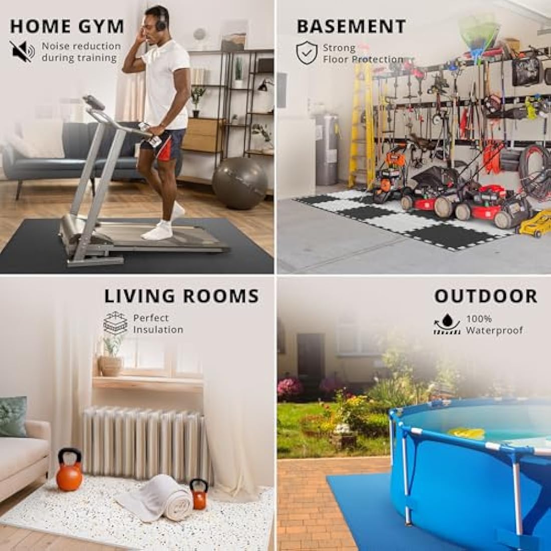 Interlocking Soft Foam Floor Mat - 18 Pieces Protective Gym Flooring Set, Exercise Mats EVA Puzzle Rubber Tiles, Ground Surface Protection Workout Underlay Matting Sports Pool Home Fitness Garage