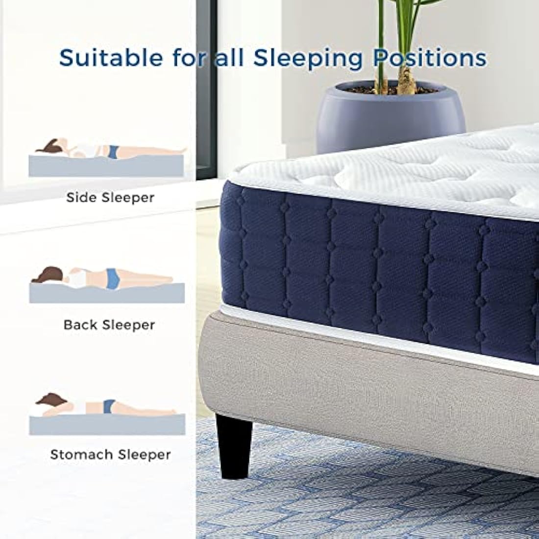Inofia Single Mattress 3FT,9 Inch Memory Foam Pocket Sprung Mattress,Edge Support & Motion Isolation,Zoned Support Hybrid Firm Mattresses Sapphire Collection(90x190x23cm Firm)