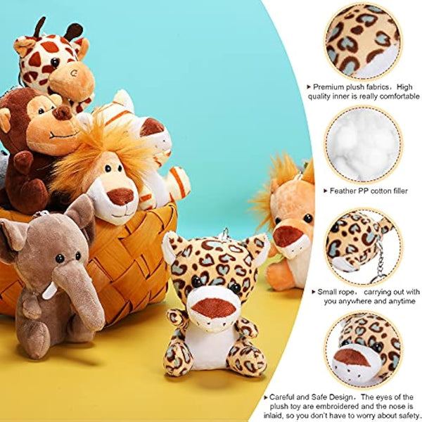 18 Pieces Small Safari Stuffed Animals 4.8 Inch Mini Jungle Animal Plush Toys Cute Zoo Stuffed Small Plush Set for Safari Themed Baby Shower Birthday Party Favors Teacher Student Award(Delicate Style)