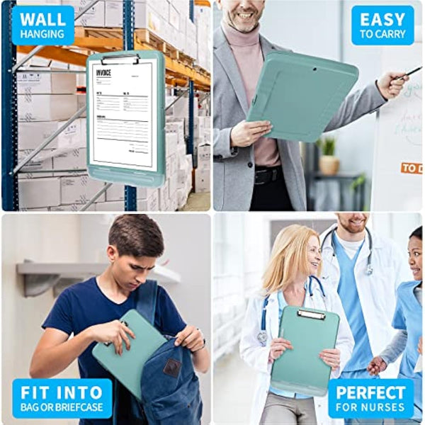 DMFLY Clipboard with Storage, Heavy Duty Clip Boards with Pen Holder, A4 Plastic Clipboards with Compartment, Holds 6+ Pencils and 200+ Sheets, Strong Clipboards with Low Profile Clip, Great for Work