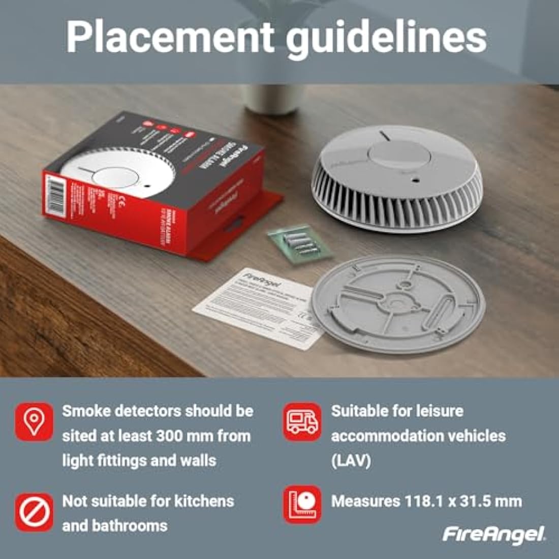 FireAngel Optical Smoke Alarm 2-Pack - FA6620 10-Year Battery Smoke Alarms for Home with Test/Silence Button - Replacement for FireAngel ST-622/ST-620 - Early Smoke Detector Fire Alarm - White