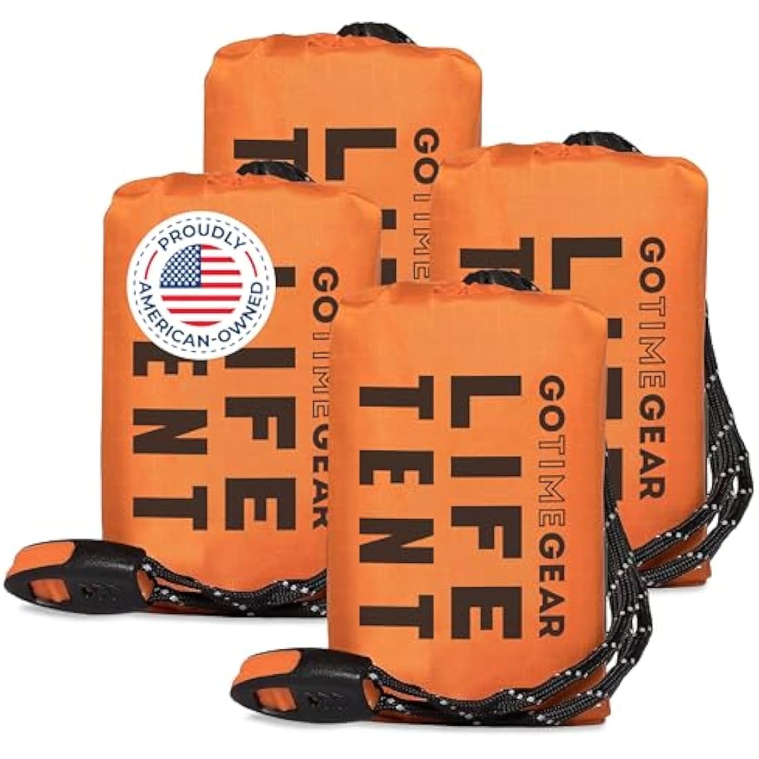 Go Time Gear Survival Life Tent • 2 Person Mylar Emergency Shelter Tube Tent + Paracord • All-Weather Protection for Camping, Hiking, & Survival Kits • Includes Emergency Whistle