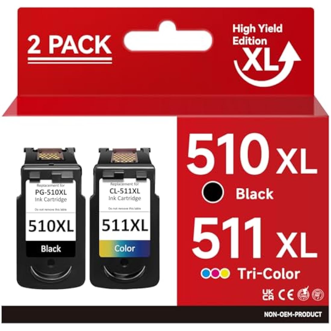 510 511 Ink Cartridges, PG-510 Black CL-511 Colour Replacement for Canon 510 and 511 Ink Cartridges, Printer Ink 510 511 XL Compatible with Canon Pixma MP480 MP250 MX410 MP495 MP280 MP490