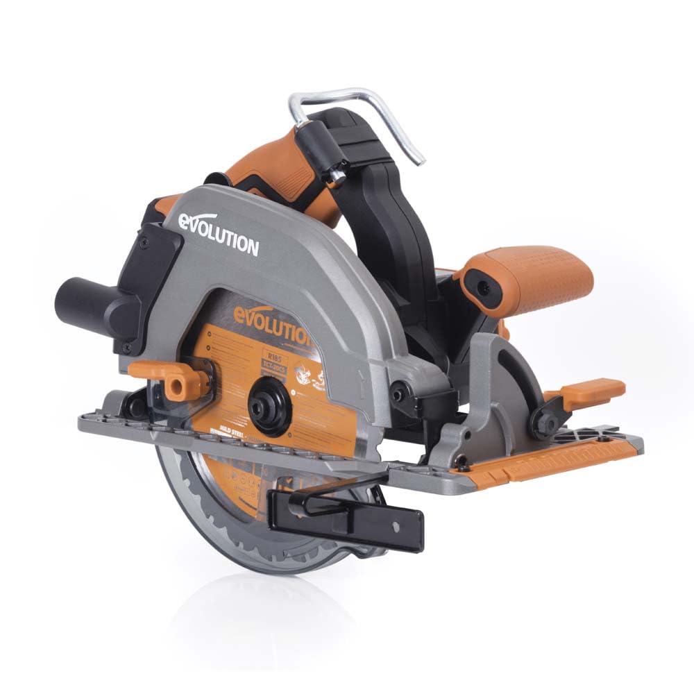 Evolution Power Tools R185CCSX Circular Saw With 1020 mm 3-Piece Track | Multi-Material Blade, Cuts Wood, Metal, Plastic & More | Incl Dust Port Adapter | 185mm (230v)