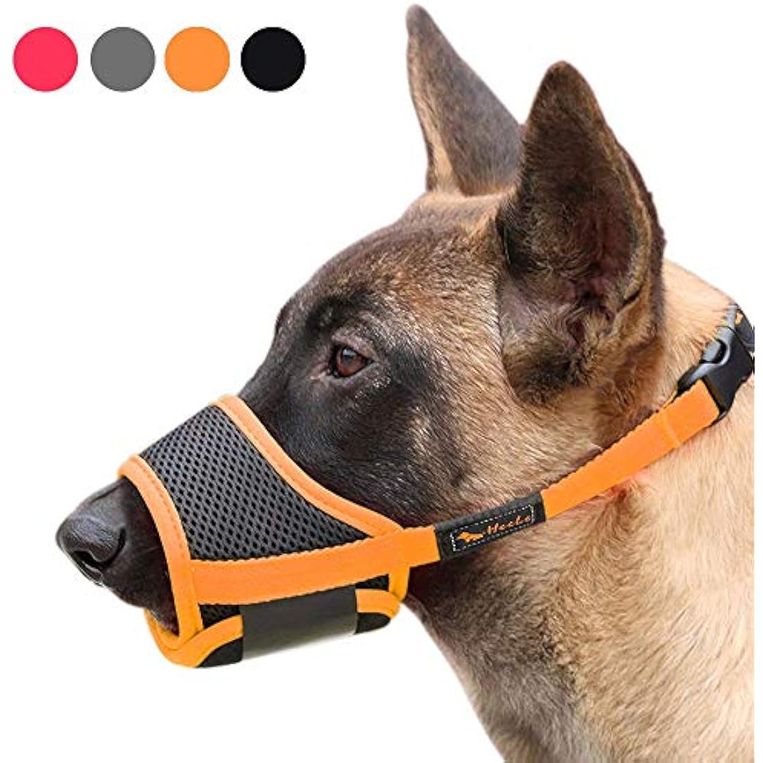 HEELE Dog Muzzle with Adjustable Straps Dog Muzzles to Prevent Biting Barking and Accidental Eating Muzzle for Small Dog (Black-Orange, S)