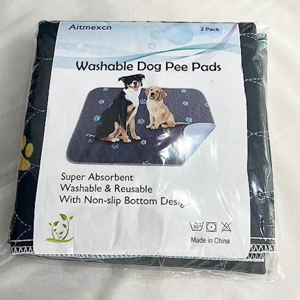 Aitmexcn Washable Puppy Dog Pee Pad, 2PCS 100% Waterproof Whelping Training Mat for Puppy/Senior Dog, Fast Drying Reusable Puppy Pads for Indoor, Outdoor and Car Travel- 32'' x 36''