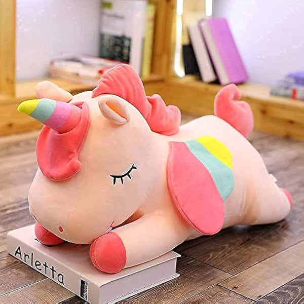 Unicorn Stuffed Animal Toys Cute Soft Unicorn Plush Hugging Pillow with Rainbow Wings Kawaii Toy for Kids Girls(Pink, 30cm/11.8Inch)