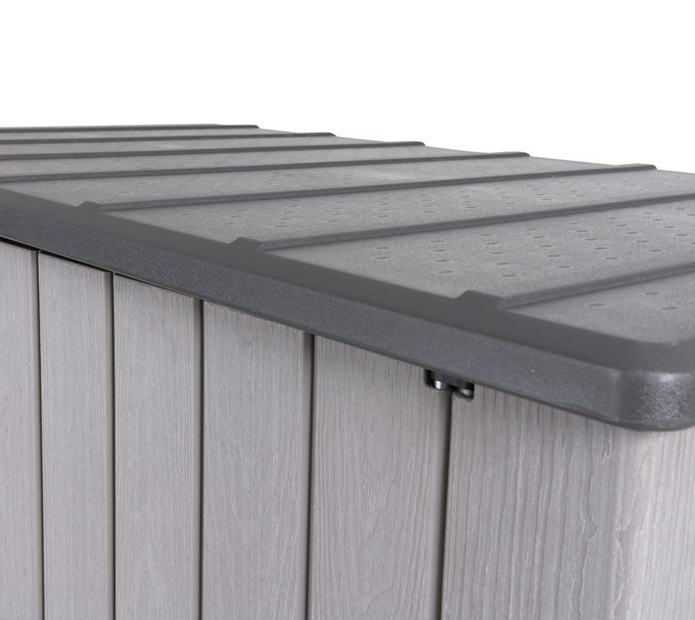 LIFETIME Plastic Wood Grain Textured Storage Box Desert Sand/Grey, 151x72x69 cm