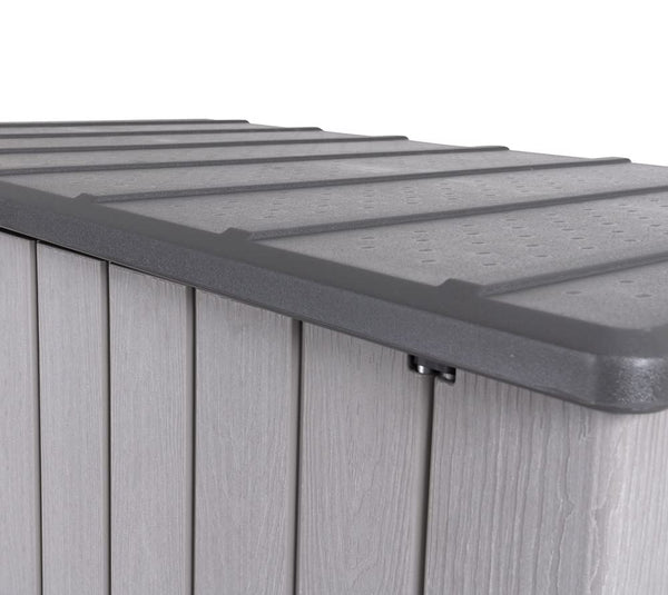 LIFETIME Plastic Wood Grain Textured Storage Box Desert Sand/Grey, 151x72x69 cm