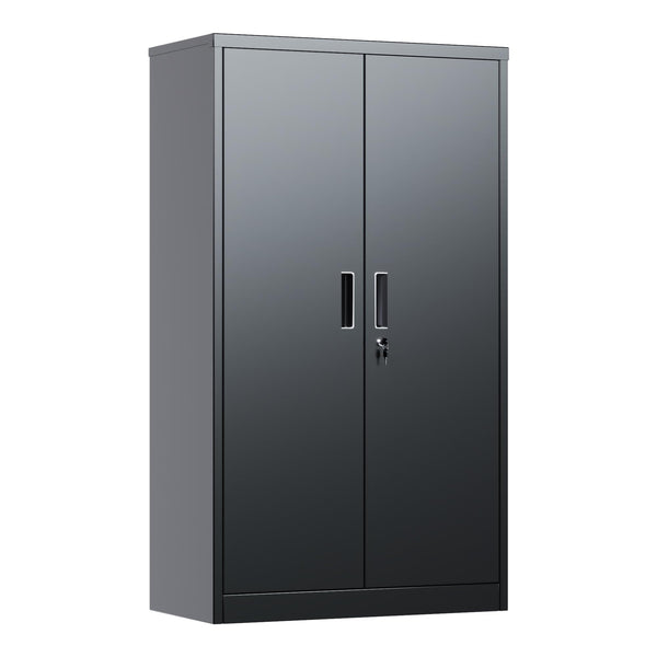 Metal Storage Cabinet with 2 Door and 3 Adjustable Shelves,140X80x40CM Steel Cabinet for Warehouse,Garage,Home,Office,Easy Assemble Required(Black/White)