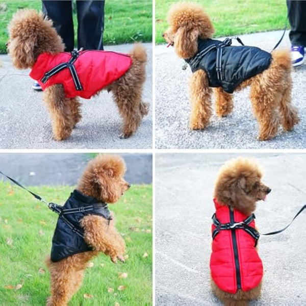 EASTLION Dog Coat with D-ring,Puppy Dog Waterproof Coats Clothes,Doggy Warm Jacket Vest Apparel for Small Pets Dogs Cats,Red,Size S