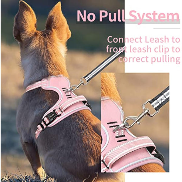 HEELE Dog Harness Dog Harness Small Dog No Pull Harness with Soft Handle Reflective Puppy Harness Adjustable, Pink, S