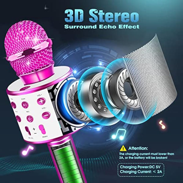 Dislocati Gifts for 3-12 Year Olds Girls, Microphone for Kids Toys for 3-12 Year Old Girls Bluetooth Microphone Teenage Boys Girls Toys Age 3 4 5 6 7 8 Party Toys for Girls Christmas Xmas Gift for Kid