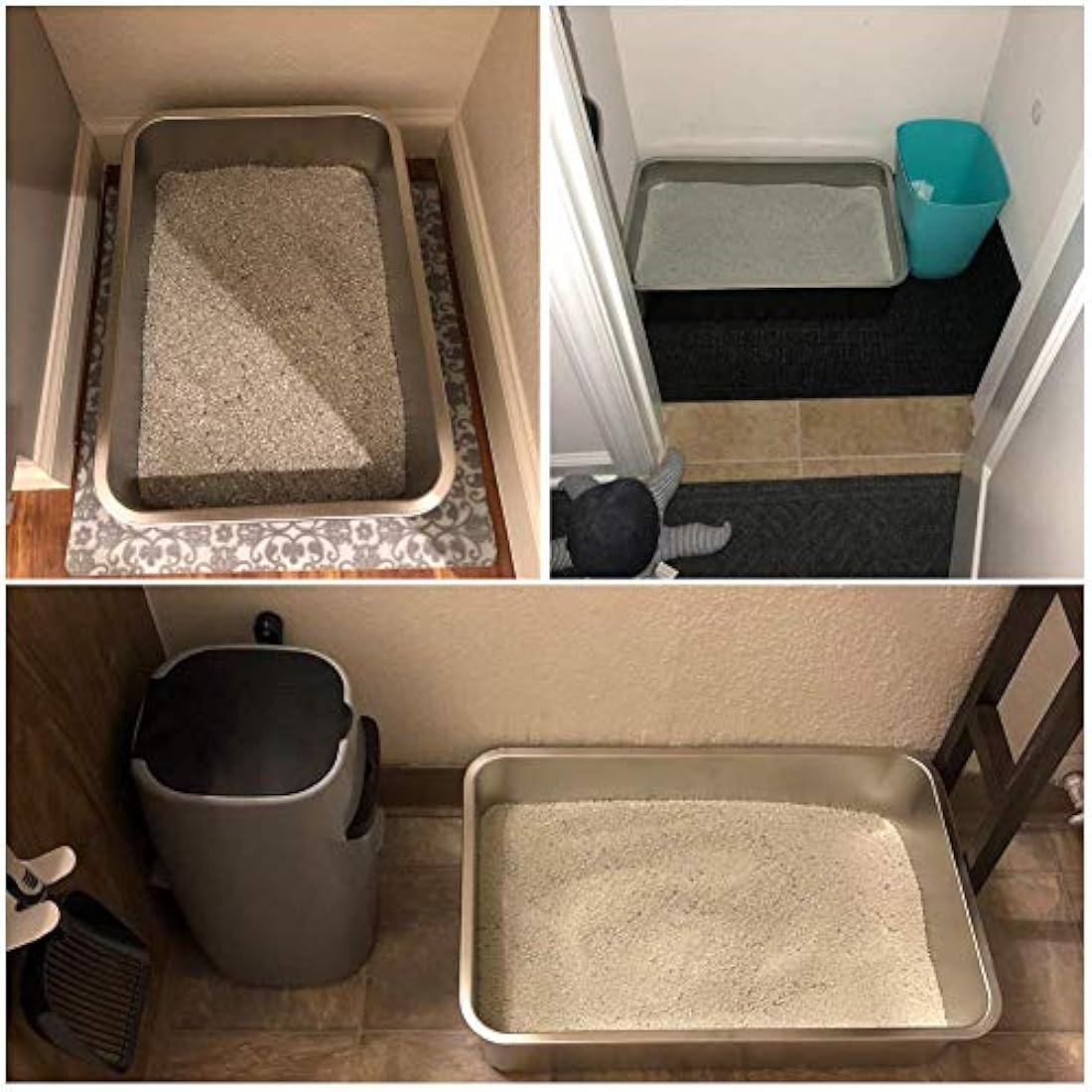Yangbaga Cat Litter Tray 20"*14"*6" Stainless Steel, Odourless and Spacious Design for Easy Cleaning, Ideal for Large Cats, Multiple Pet Households, Rustproof with Non-Slip Base