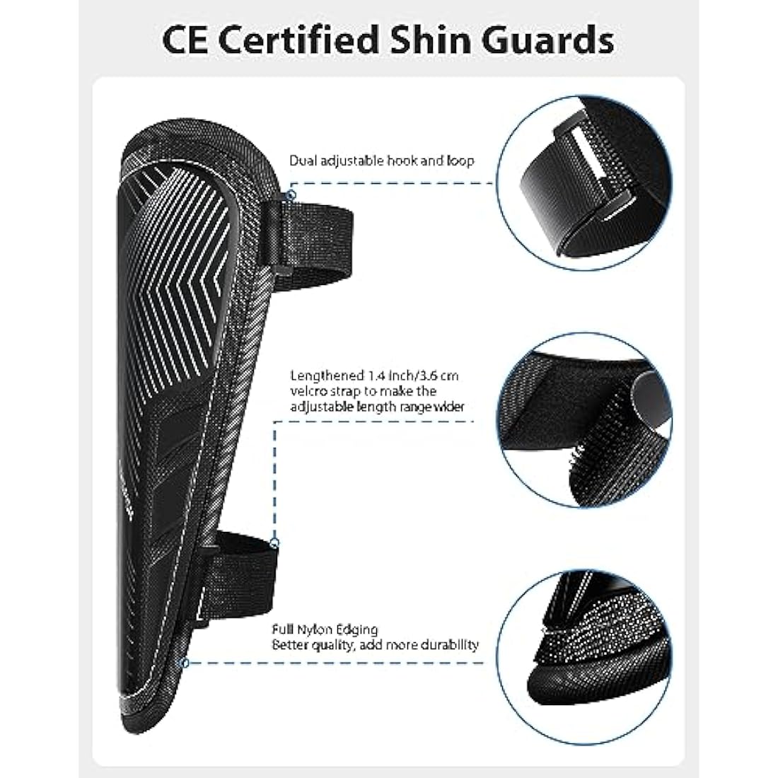 AirsFish Shin Pads Boys CE Certified Kids Football Shin Guards Breathable Non Slip Extended Adjustable Straps Lightweight Soccer Shin Pads for Boys Girls Teens Leg Calf Protective