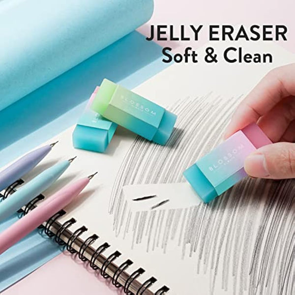 Four Candies Cute Mechanical Pencil Set, 6PCS Pastel Mechanical Pencils 0.5mm & 0.7mm with 360PCS HB Lead Refills, 12PCS Erasers, Aesthetic Stationery & School Supplies for Girls Writing