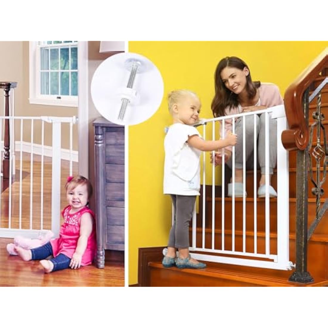 4 Pack Pressure Mounted BoltsKit for Baby Gate Pet Dog Wall Protector Threaded Spindle Rods Long Screws M10(90mm) Stair Walk Thru Gates Spares Lindam Safety First Parts Extension Cuggle（White ）