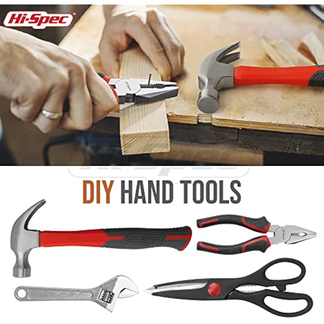 Hi-Spec 54pc Home & Office DIY Tool Kit Set. Complete Household Tool Box with Essential Hand Tools Included for Basic Repairs, Maintenance & Home Improvement Projects