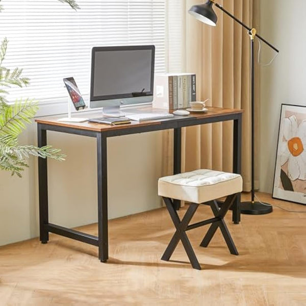 IBUYKE Square Makeup Stool with X-Leg Foot Rest, Linen Footrest, Ottoman Seat Vanity Stool, Multi-Use as Small Side Table, for Bedroom, Living Room, Linen L/G-70Y