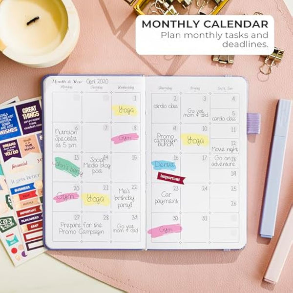 GoGirl Planner and Organizer for Women – Pocket Weekly Planner, Goals Journal & Agenda for Time Management & Productivity. Undated (Lavender)