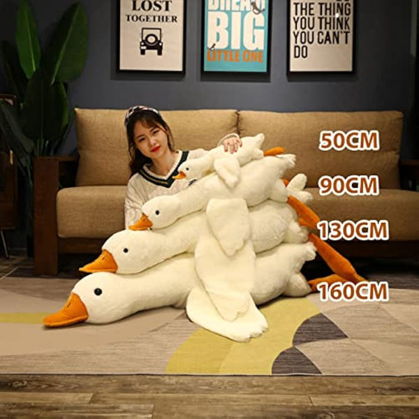 50-160CM Huge Goose Plush Toys Big Duck Doll Soft Stuffed Animal Sleeping Pillow Cushion for Kids and Girls (90CM)
